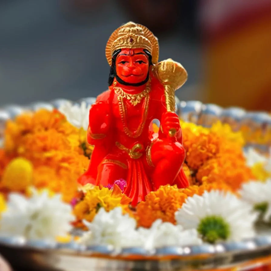 Unovate Orange Lord Hanuman Idol for Car Dashboard