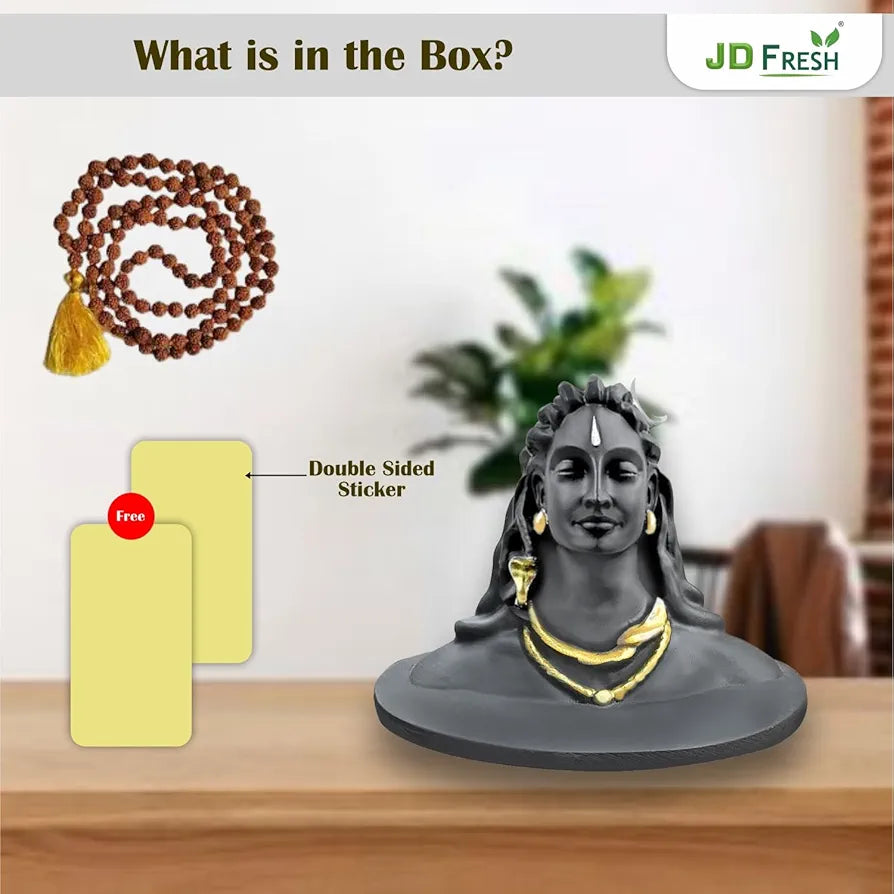Jd Fresh 3 Inch Adiyogi Statue with Rudraksh Mala