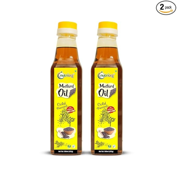 Nutriorg Cold Pressed Organic Mustard Oil -  500 ml (Pack of 2)