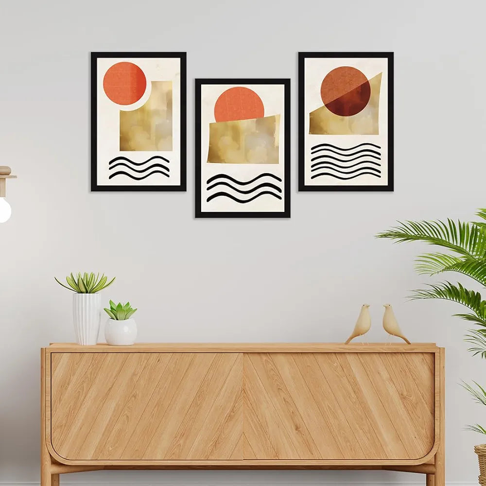 ArtX Paper Boho Landscape Aesthetic Wall Painting Set Of 3