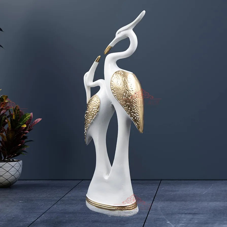 Jaipur Ace Resin Paradise Pair of Kissing Swan Couple Statue Sculptures Showpieces Creative Abstract Design Art Figurine Kissing Swan White