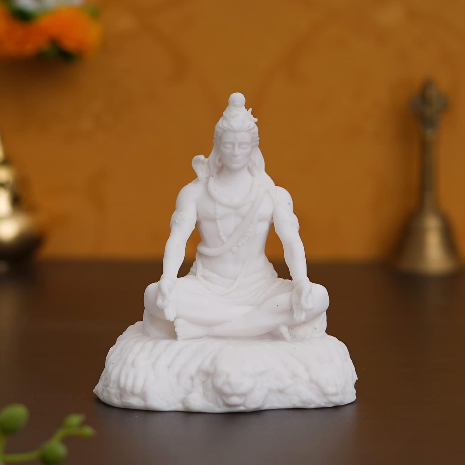 Ecraftindia White Polyresin Lord Shiva Sitting Statue