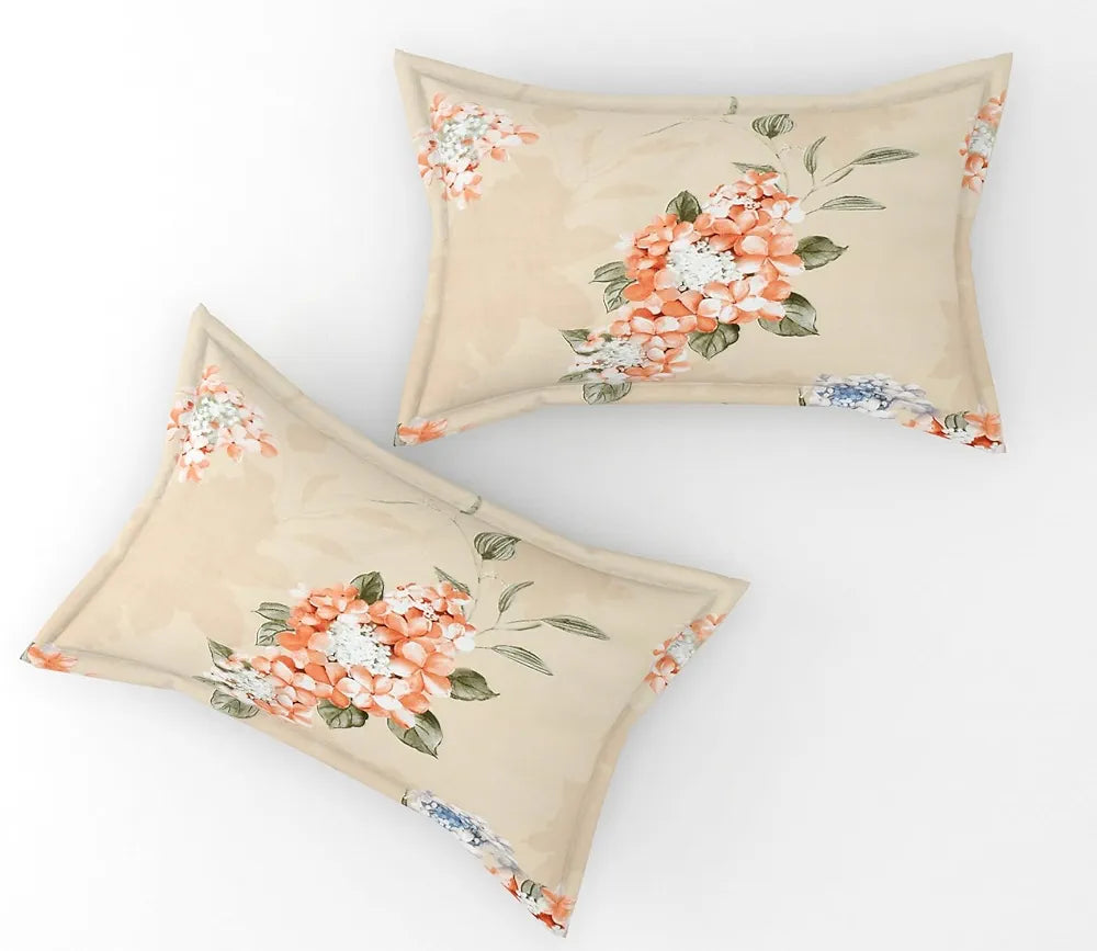 Fresh From Loom Elastic Fitted Floral Bed Sheets King Size Bed with Two Pillow Cover Rose Beige 144 TC