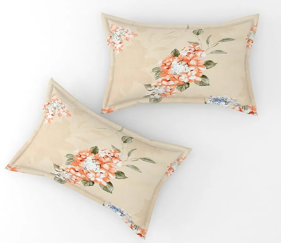 Fresh From Loom Floral Print King Size Bedsheet with 2 Pillow Covers Microfiber 240 TC Beige-Floral