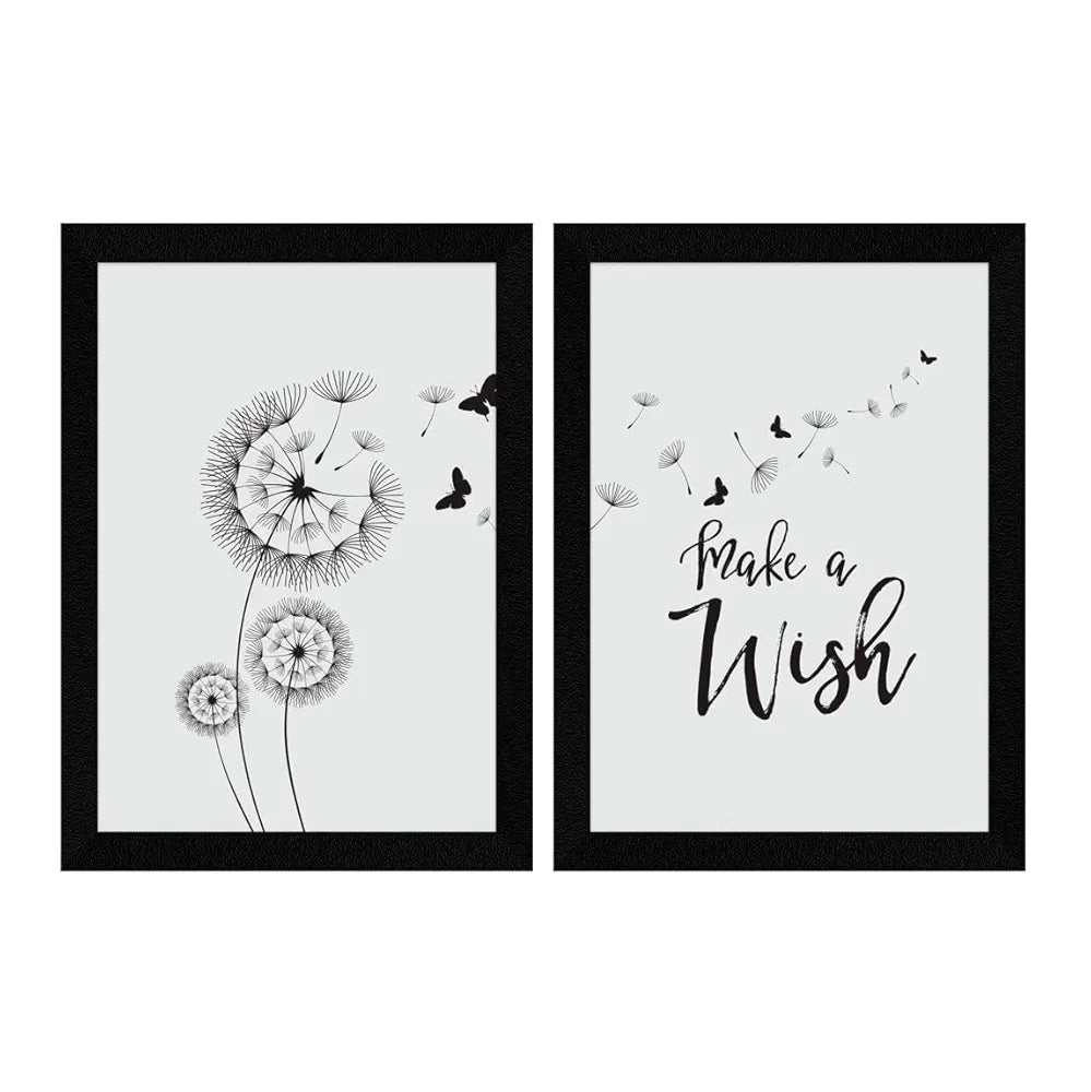 ArtX Paper Make A Wish Motivational Quotes AXDD00115-MOT Wall Frames Set of 2