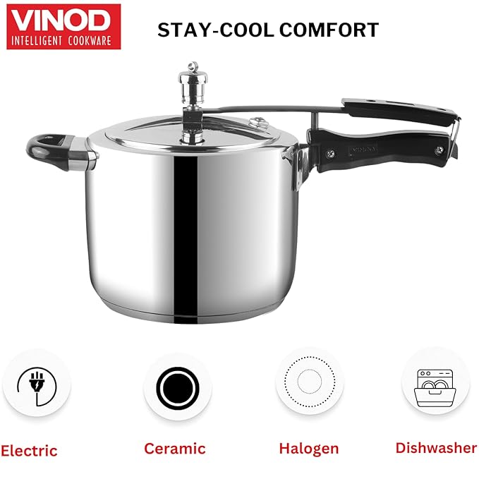 Vinod Stainless Steel Inner Lid Pressure Cooker - 3 Litre | Sandwich Bottom Cooker | Induction and Gas Base