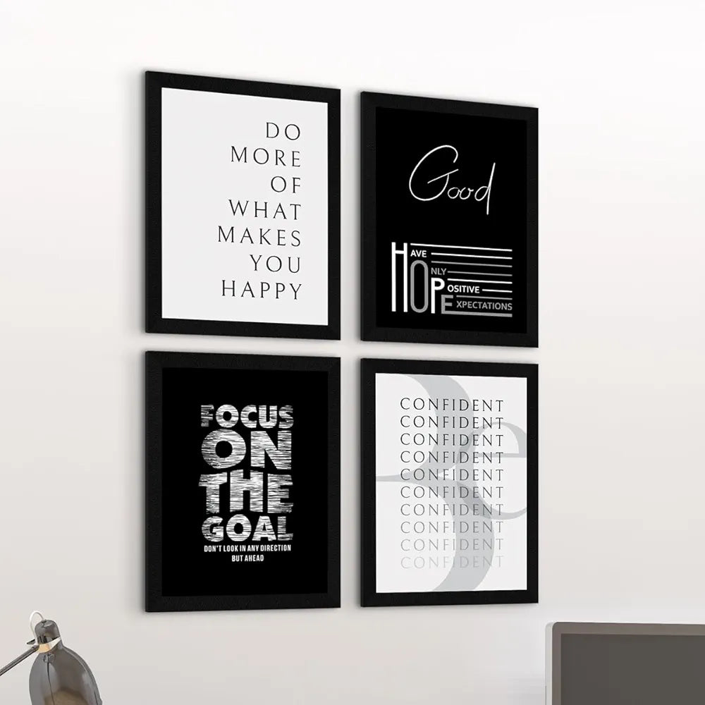 ArtX Paper Be Confident Motivational Framed Posters Set of 4