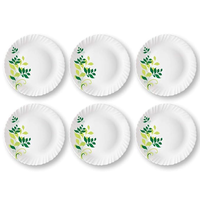 Larah by Borosil Opalware Full Plate | 11 Inch | White | Set of 6