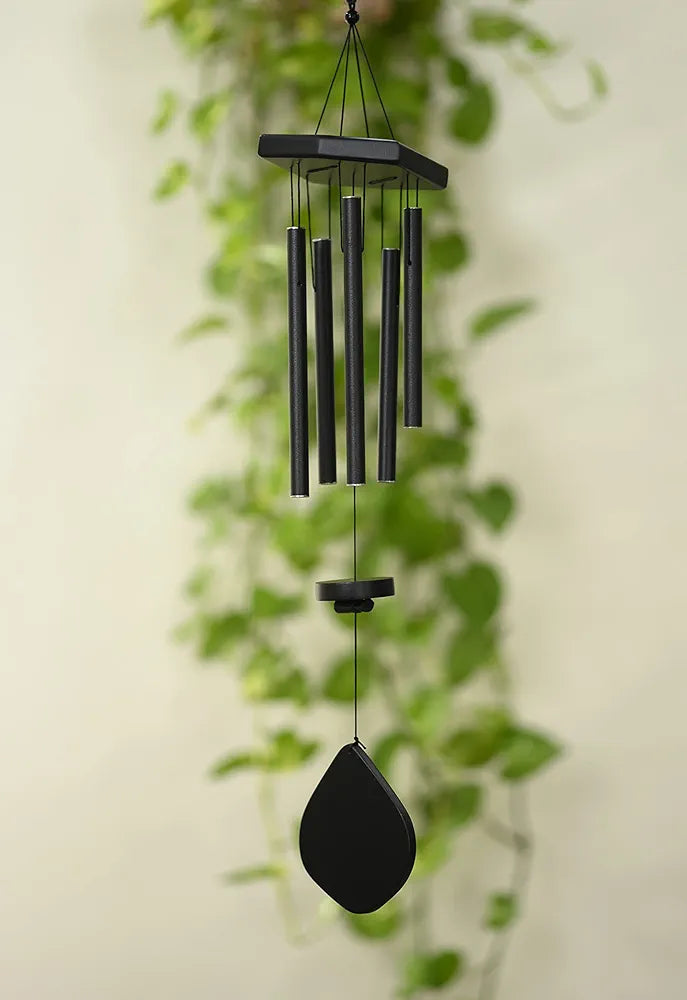 Tej Gifts Feng Shui Metal Wind Chime with 5 Black Pipes