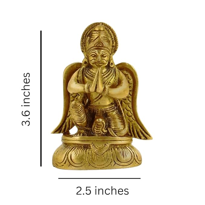 The Advitya Brass Garuda Idol Statue Vishnu Vahan | Vishnu's Vehicle Eagle Murti | Home Decor/ Office/ Gifting Item