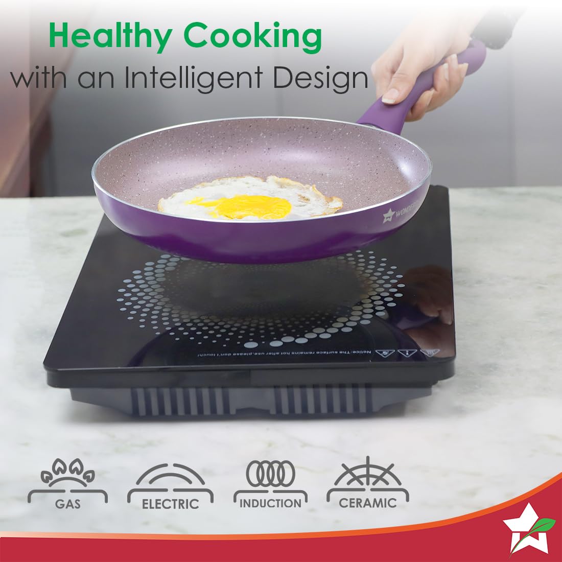 Wonderchef Royal Velvet Non-stick 24cm Fry pan I Induction Ready | Soft-touch handles |Non – Toxic I Virgin Aluminium