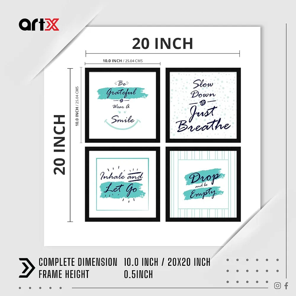 ArtX Paper Inspirational Smile Quote Wall Art Painting Set of 4