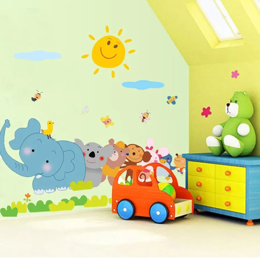 Decals Design Jungle Cartoon Cute Animals Wall Sticker