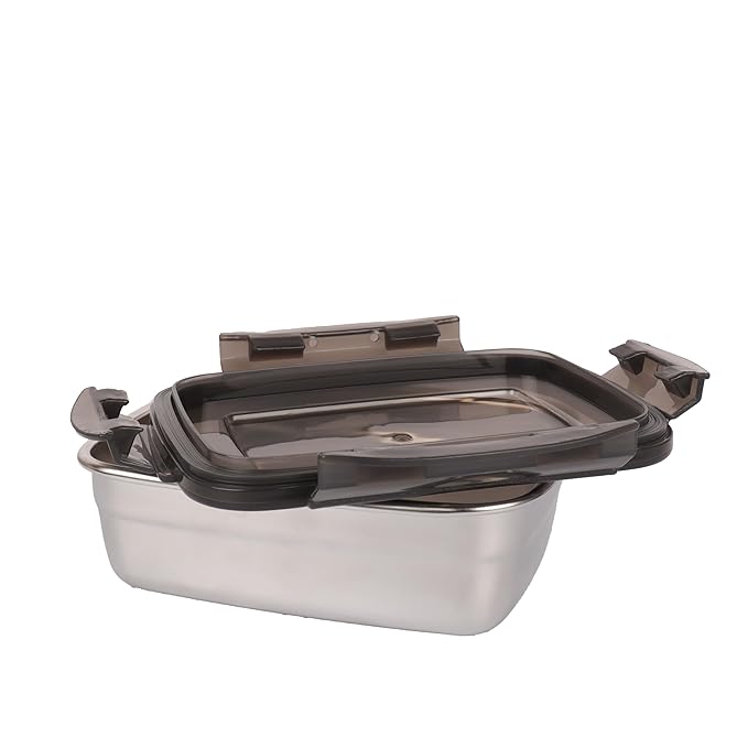 Femora Lunch Box High Steel Rectangle Heavy Duty Airtight Leakproof Unbreakable Storage Container With Lock Lid | 350 Ml | Set of 3