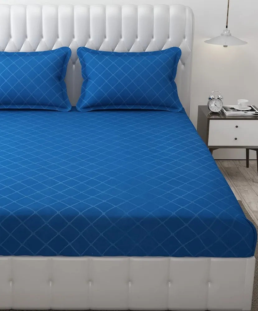 Fresh From Loom Double Bedsheet King Size-Microfiber Rotary Printed Hypoallergenic Wrinkle Free With 2 Pillow Covers 144 TC BlueBerry Barfi