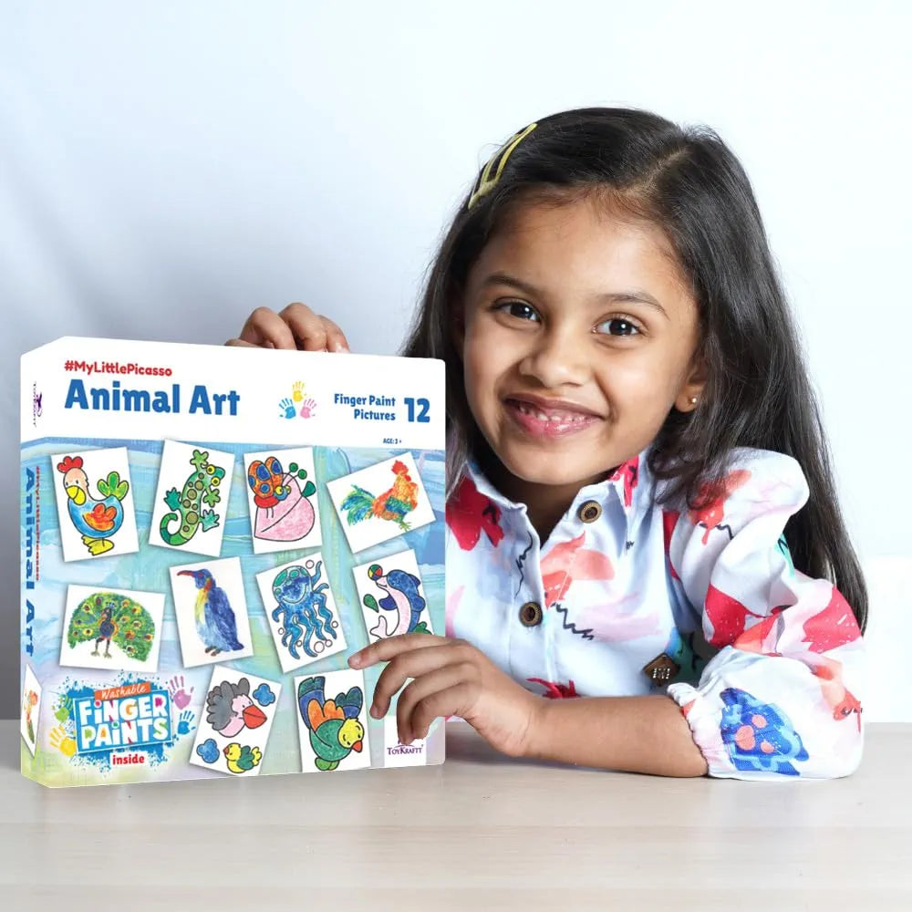 TOYKRAFTT Child Safe Finger Painting Kit to Paint Animal Pictures, Gift for Boys and Girls, Non Toxic Child Safe Colours, Painting book for kids 3-5 Year Old