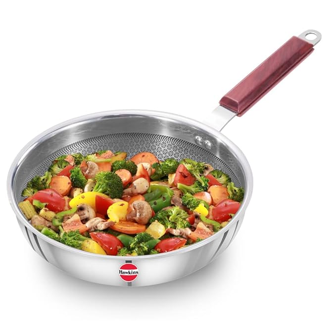 Hawkins 22 cm Frying Pan Triply Stainless Steel Shielded Nonstick Fry Pan