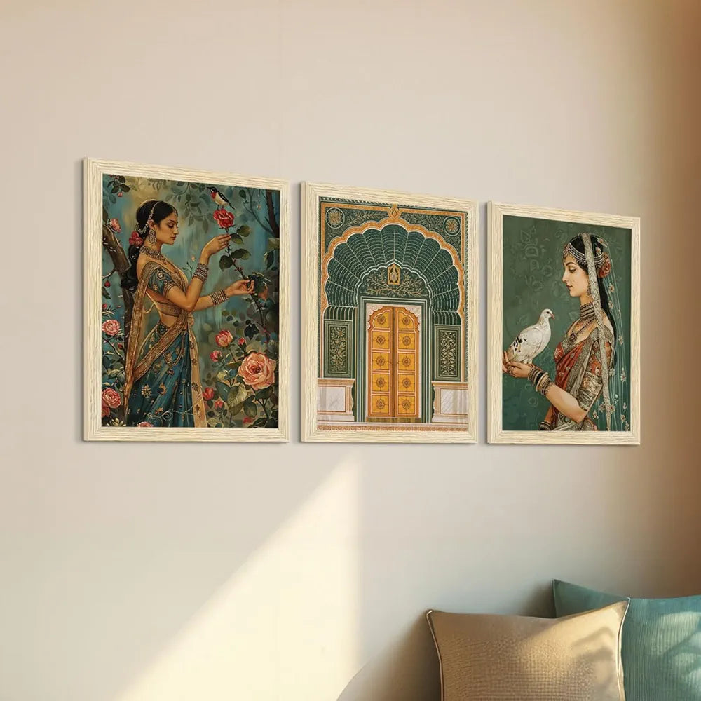 ArtX Paper Rangmala Indian Madhubani Art Paintings with Frame Madhubani-SO6-02 Set of 6