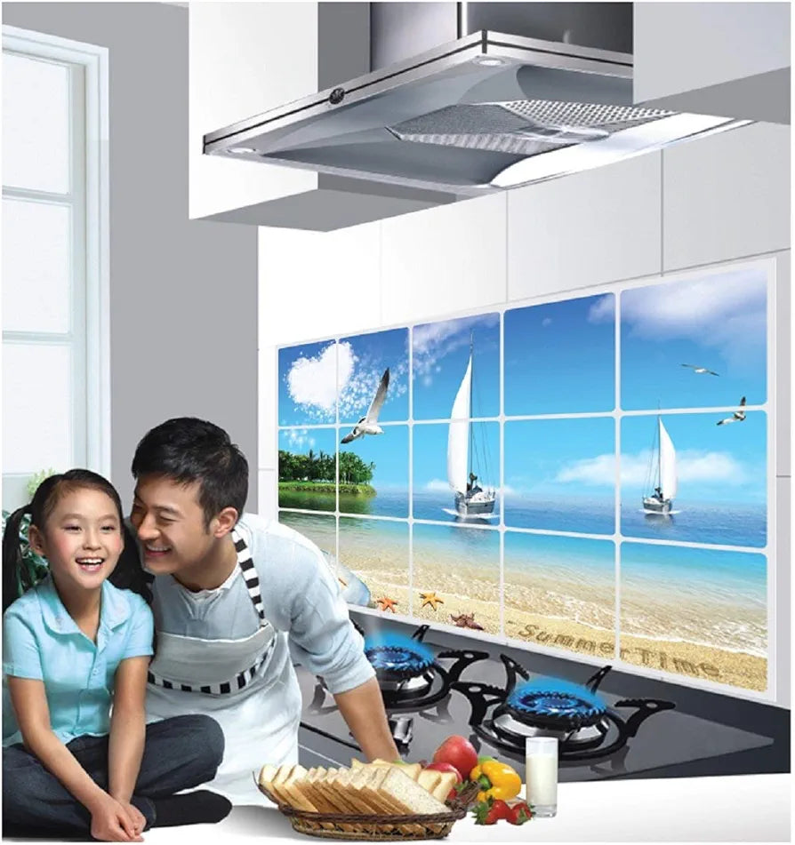 Jaamso Royals Decorative Vinyl Self Adhesive Peel and Stick Kitchen Sticker 45 Cm X 75 Cm Sea Blue