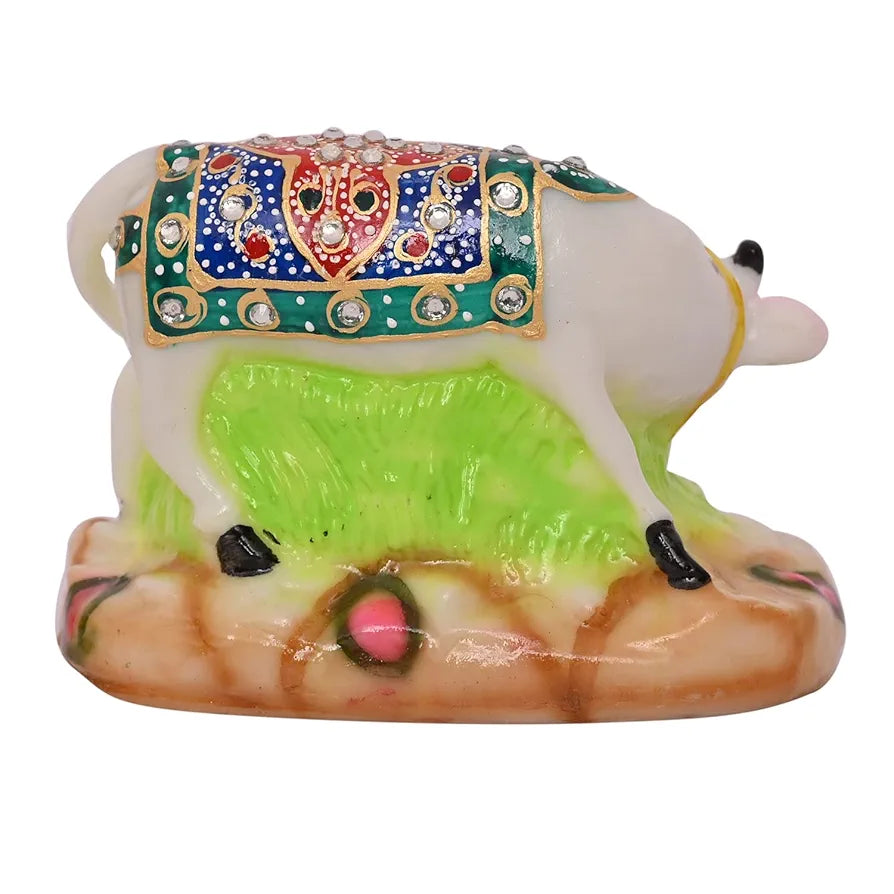 Jaipur Ace Decorative Polystone Cow and Calf Statue/idol for Gift Home Decor 8 Inch COW-MILK-04