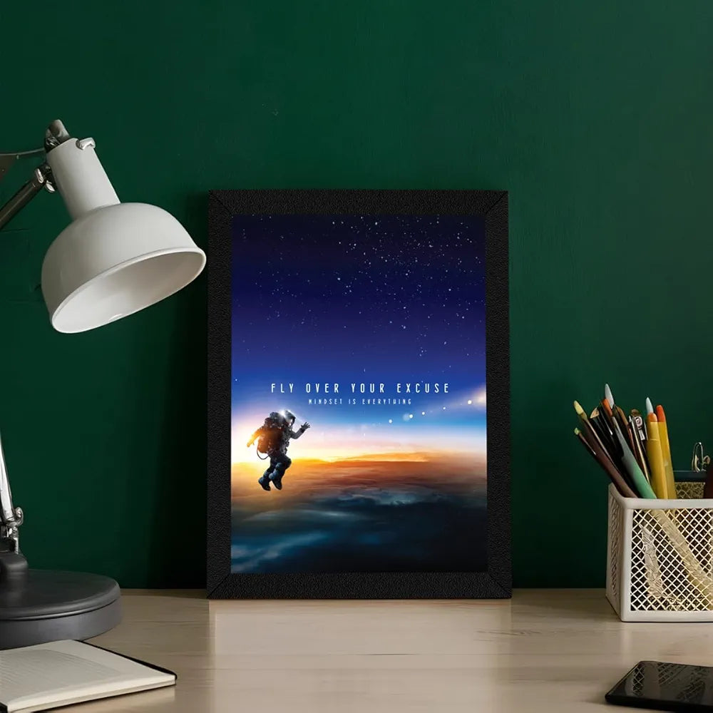 ArtX Paper Science Space Motivational Wall Frames Motivational Framed Posters A4 Set of 4