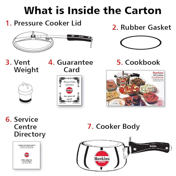 Hawkins 1.5 Litre Contura Pressure Cooker Handi Inner Lid Cooker Silver