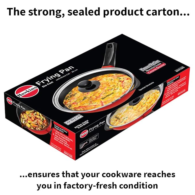 Hawkins 22 cm Frying Pan Die Cast Non Stick Fry Pan with Glass Lid