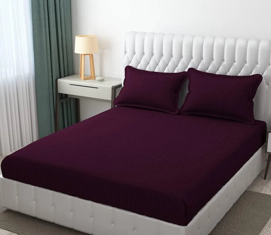 Fresh From Loom King Size Flat Bedsheets Hotel & Home Double Bedsheet Set with 2 Pillow Covers Wine