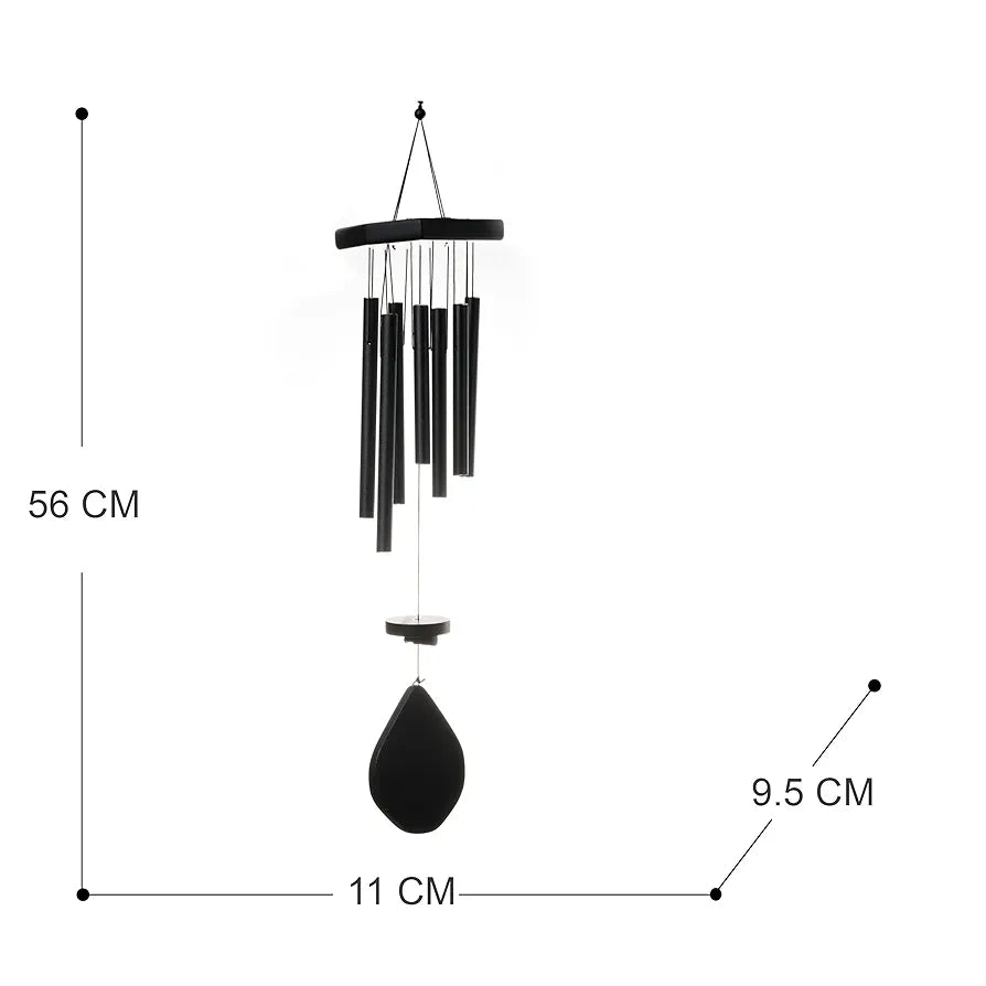 Tej Gifts - Feng Shui Metal Wind Chime 7 Pipes Black Rods