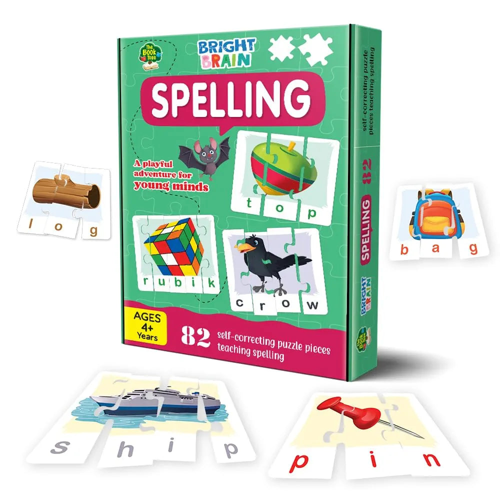 The Book Tree Bright Brain Spellings 82 Piece  Jigsaw Puzzle for Preschoolers, Educational Toy for Learning Space, Gifts for Kids Ages 3 to 6 by Majestic Book Club