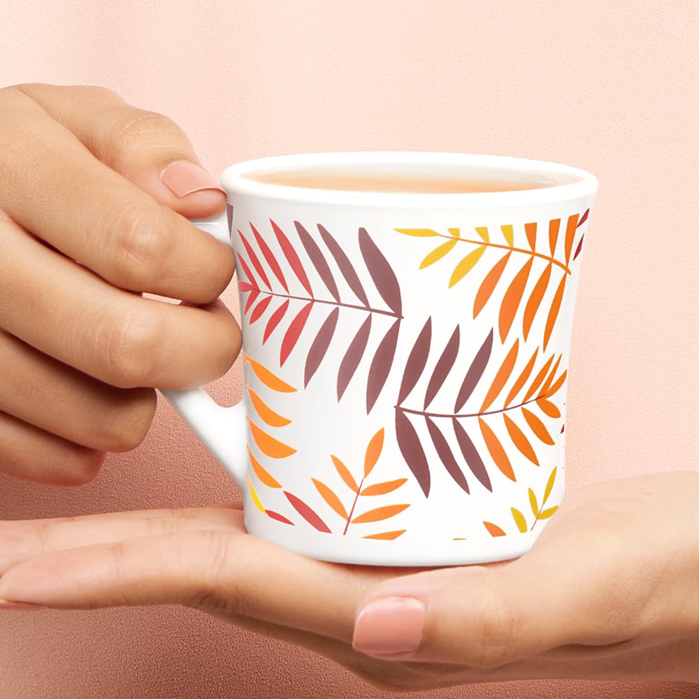 Larah by Borosil Crysta Series Costa Opalware Mug | Set of 6 Tea/coffee Mugs | 210 Ml Each