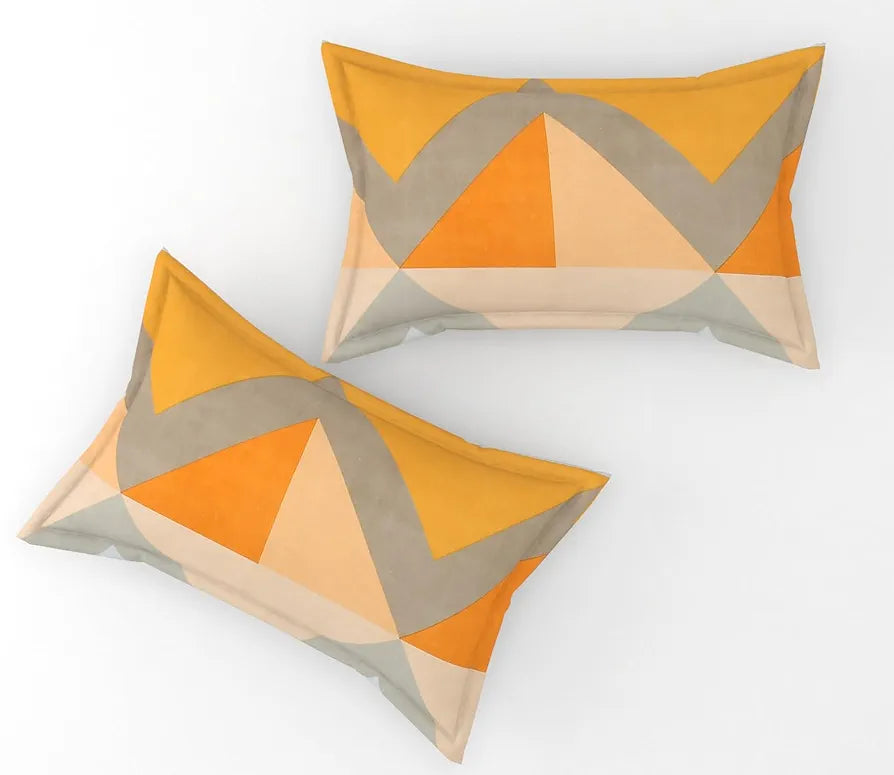 Fresh From Loom Single Bed Floral Design Microfiber Single Bedsheet Wrinkle Free 1 Pillow Covers Included 144 TC Chevron Orange