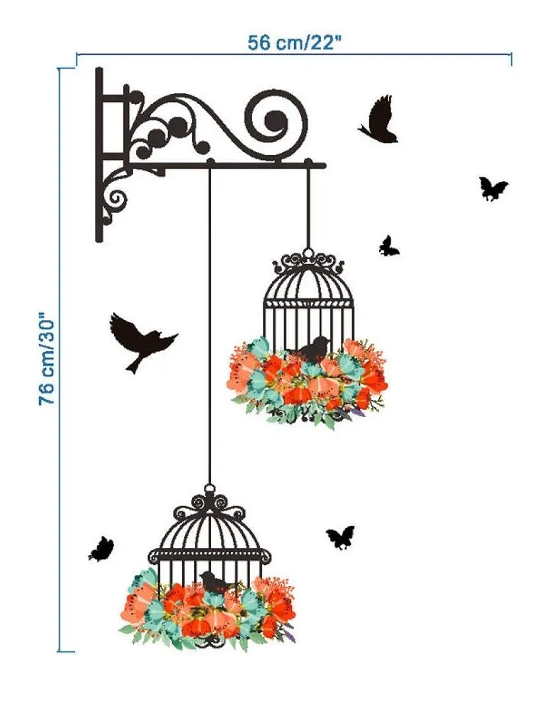 Xtore Beautiful Bird Cage Vinyl Wall Sticker