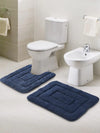 Saral Home Cotton Anti Slip Bathmat Set with Contour Colour Blue