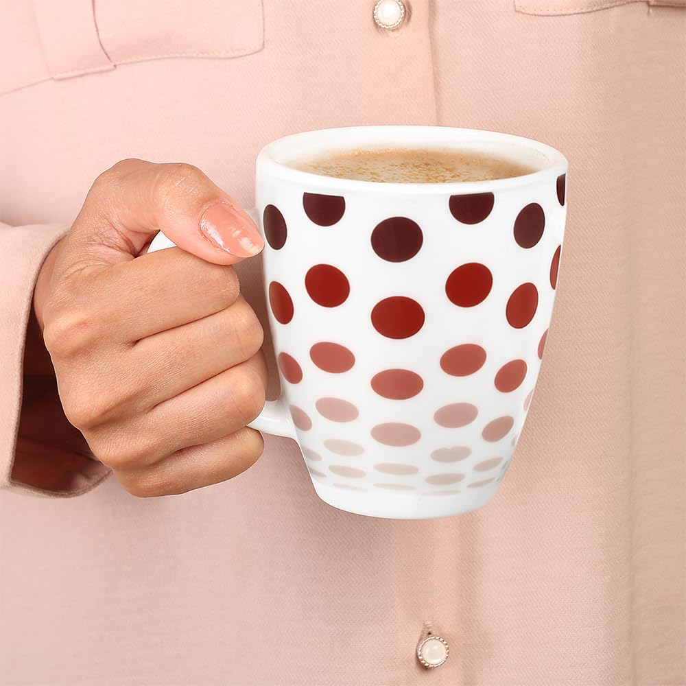 Larah by Borosil Opalware Polka Red 390 Ml Mug