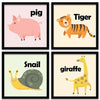 Kotart Animal Names Frames for Kids Room Decor Set of 4