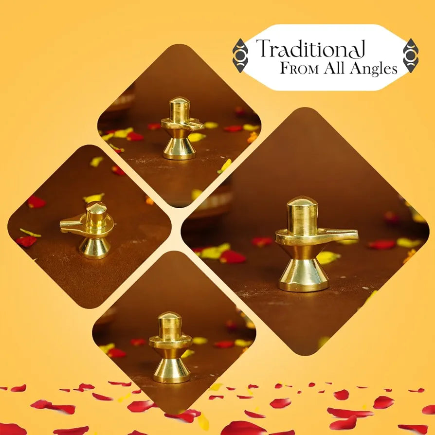 Ekhasa Pure Brass Shivling for Home Puja Golden Shiva