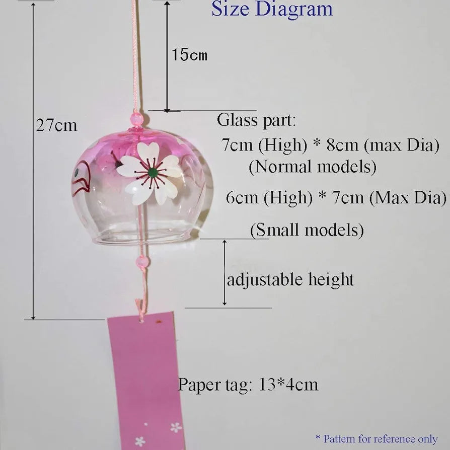 Geekmonkey Edo Japanese Wind Chimes Cherry Blossom Wind Chimes Handmade Stained Glass Bells