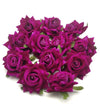 12 Pcs Artificial Velvet Rose Flowers Fake Floral Decoration Dark Purple