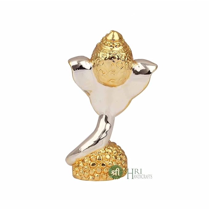 Indicast Resin Lord Ganesha Idol Gold & Silver Plated Murti for Good Luck & Success Home Decor & Gifts