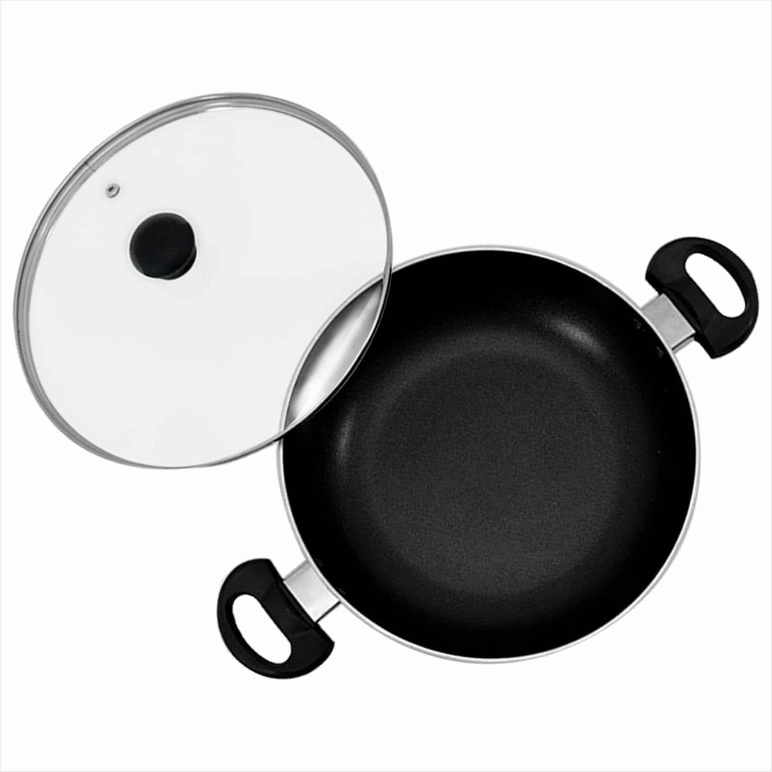 Butterfly Coral DLX Granite Non Stick Kadai with Glass Lid | Premium Virgin Aluminium | Induction Base