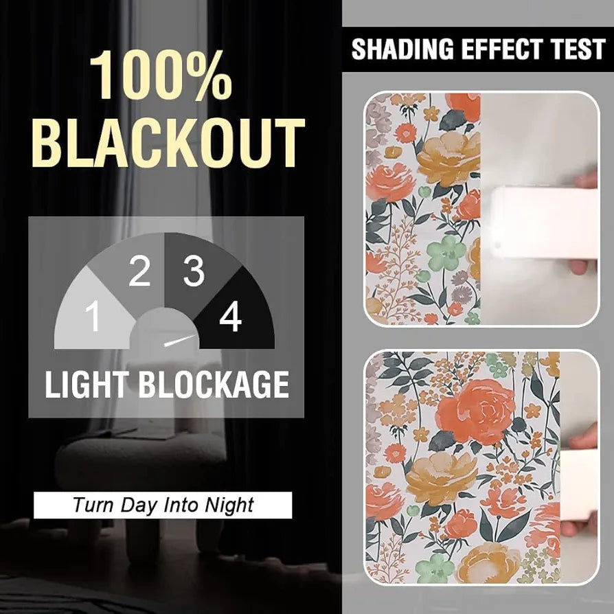 Cloth Fusion Blackout Printed Premium Window Curtains 5 Feet Long Set of 2 White Roses