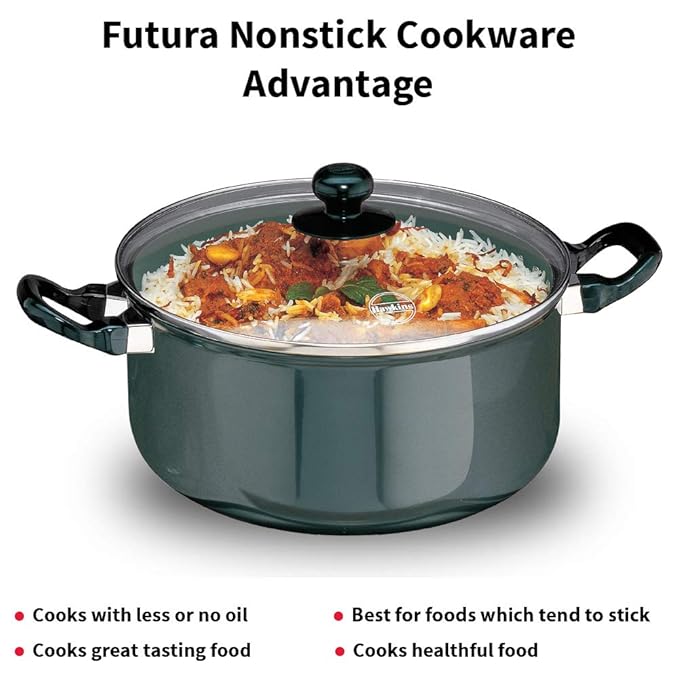 Hawkins Futura 3 Litre Cook n Serve Stewpot Non Stick Pot with Glass Lid