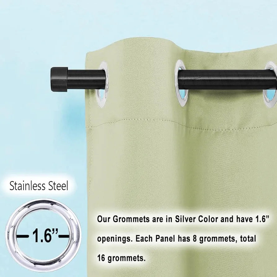 Cloth Fusion Solid Blackout Door Curtains 7 Feet Long Set of 2 Pista Colour