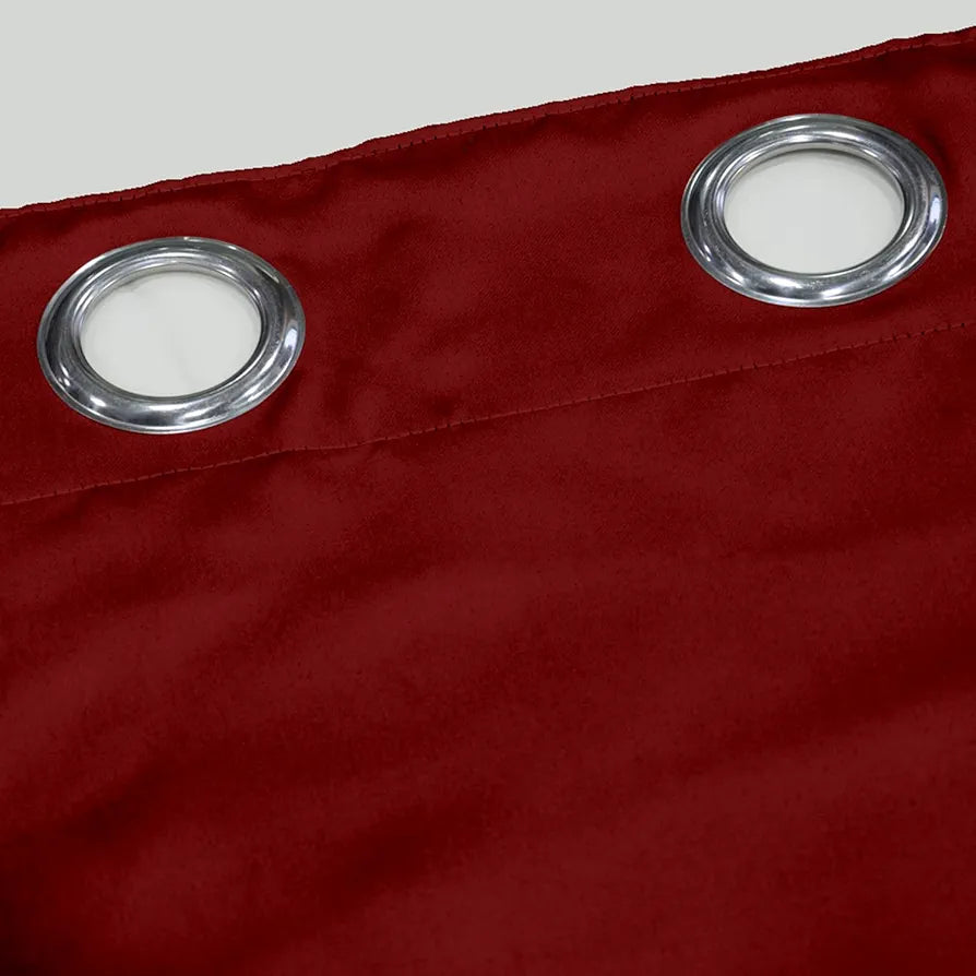 Divine Casa Super Satin Blackout Window Curtains Solid Panels for Complete Light Block Size 5 Feet Silky Touch & Thermal Insulation Colour Cherry Red (Pack of 2)