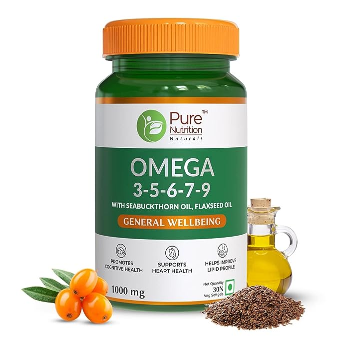 Pure Nutrition Naturals Omega 3-5-6-7-9 with Seabuckthorn Oil & Flaxseed Oil - 30 tabs