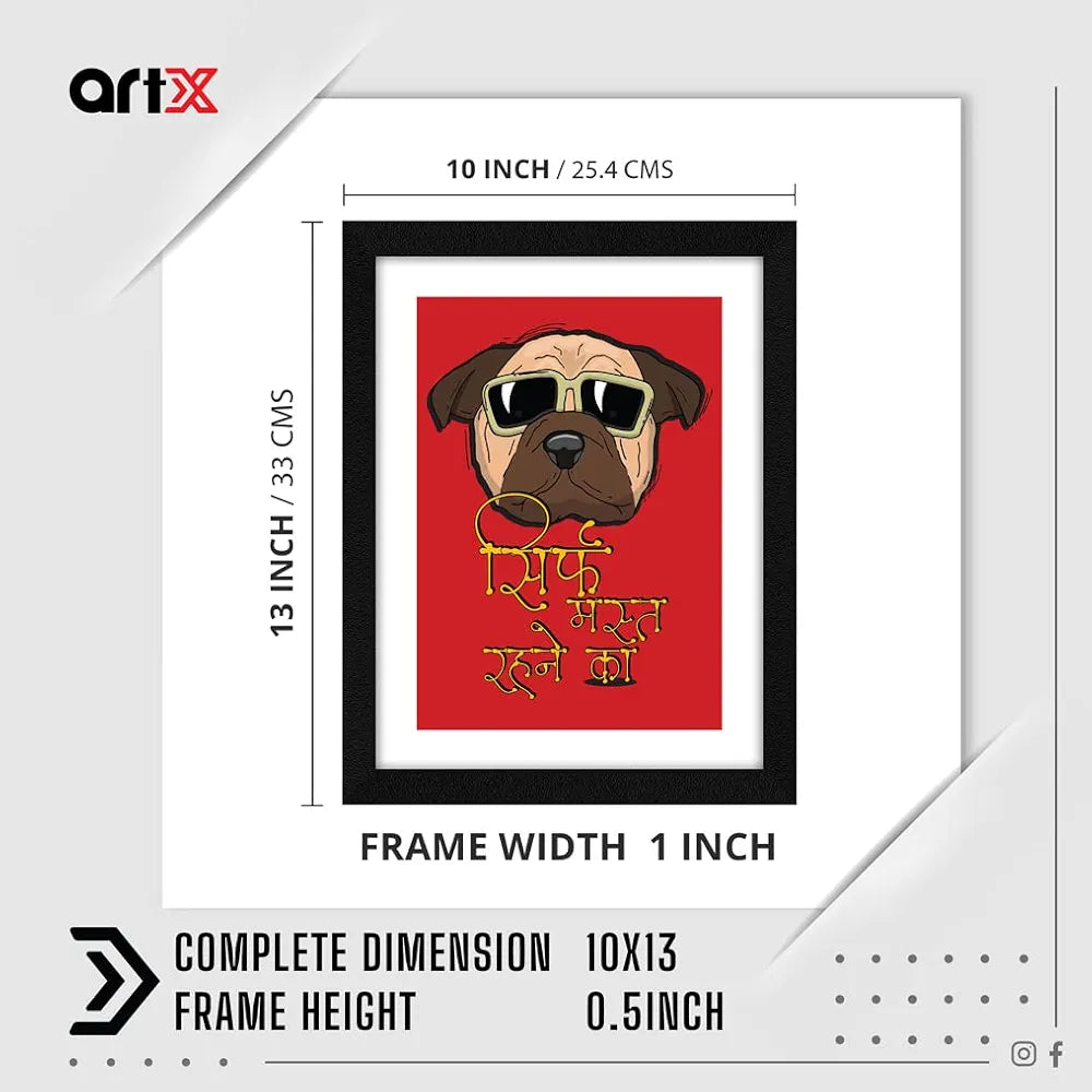 ArtX Hindi Sirf Mast Rehne Ka Motivational Quotes Framed Wall Art Painting