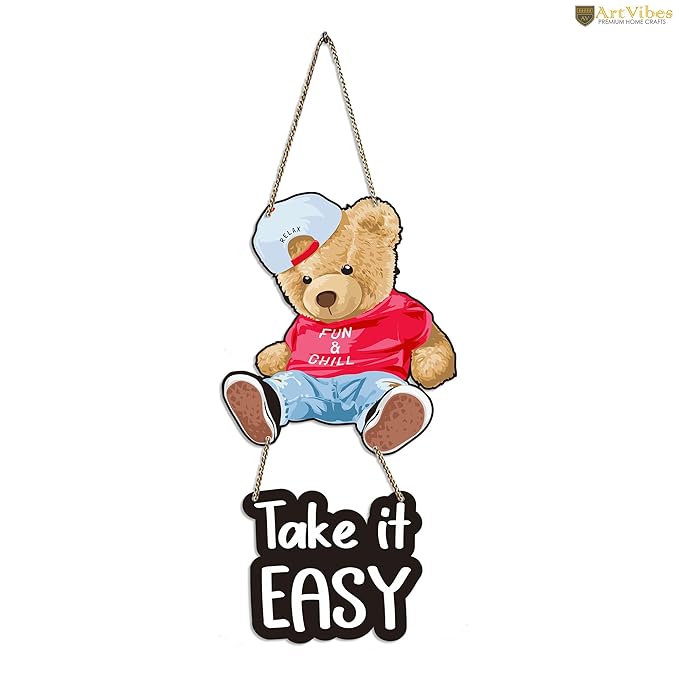 Artvibes Cute Teddy Wooden Wall Hanging With Quotes for Home Decor | Modern Decoration | Artworks Wall Hangings