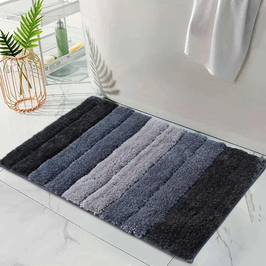 Luxe Home International Microfiber Rectangular Bath mat Soft Anti Slip Skid Luxury Mats 40X60 Cm  Colour Shadow (Pack of 2)