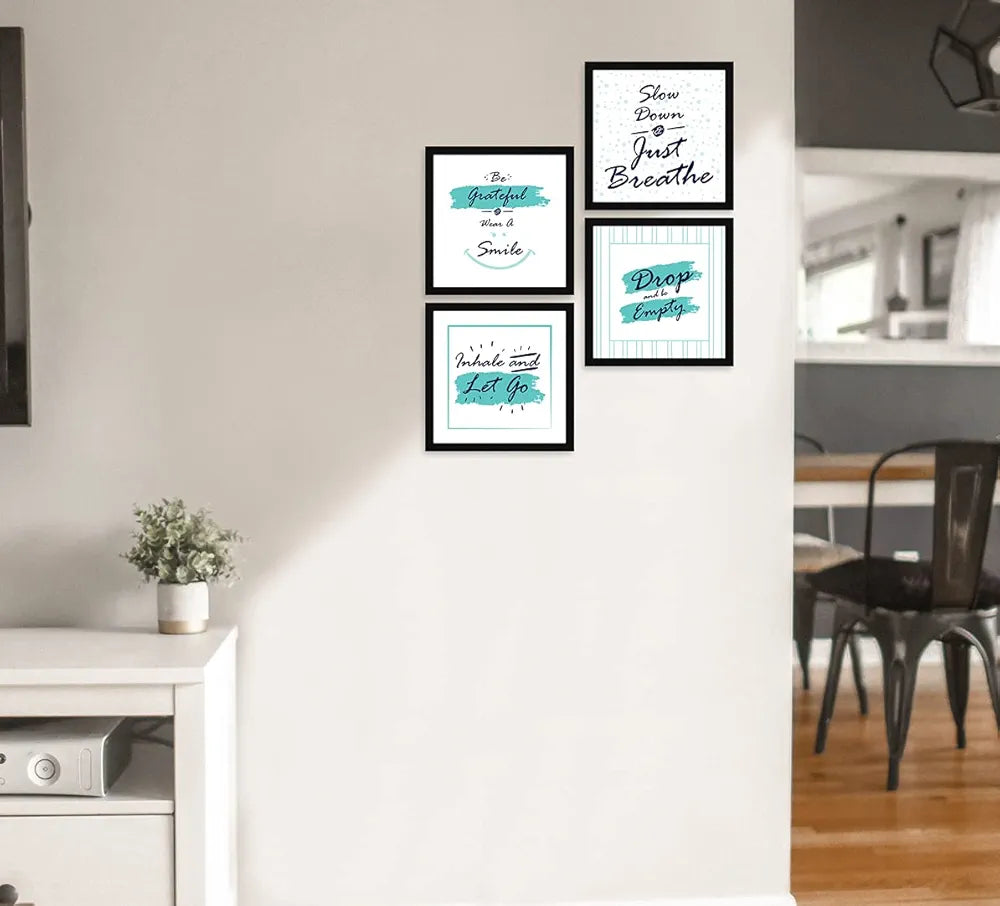 ArtX Paper Inspirational Smile Quote Wall Art Painting Set of 4